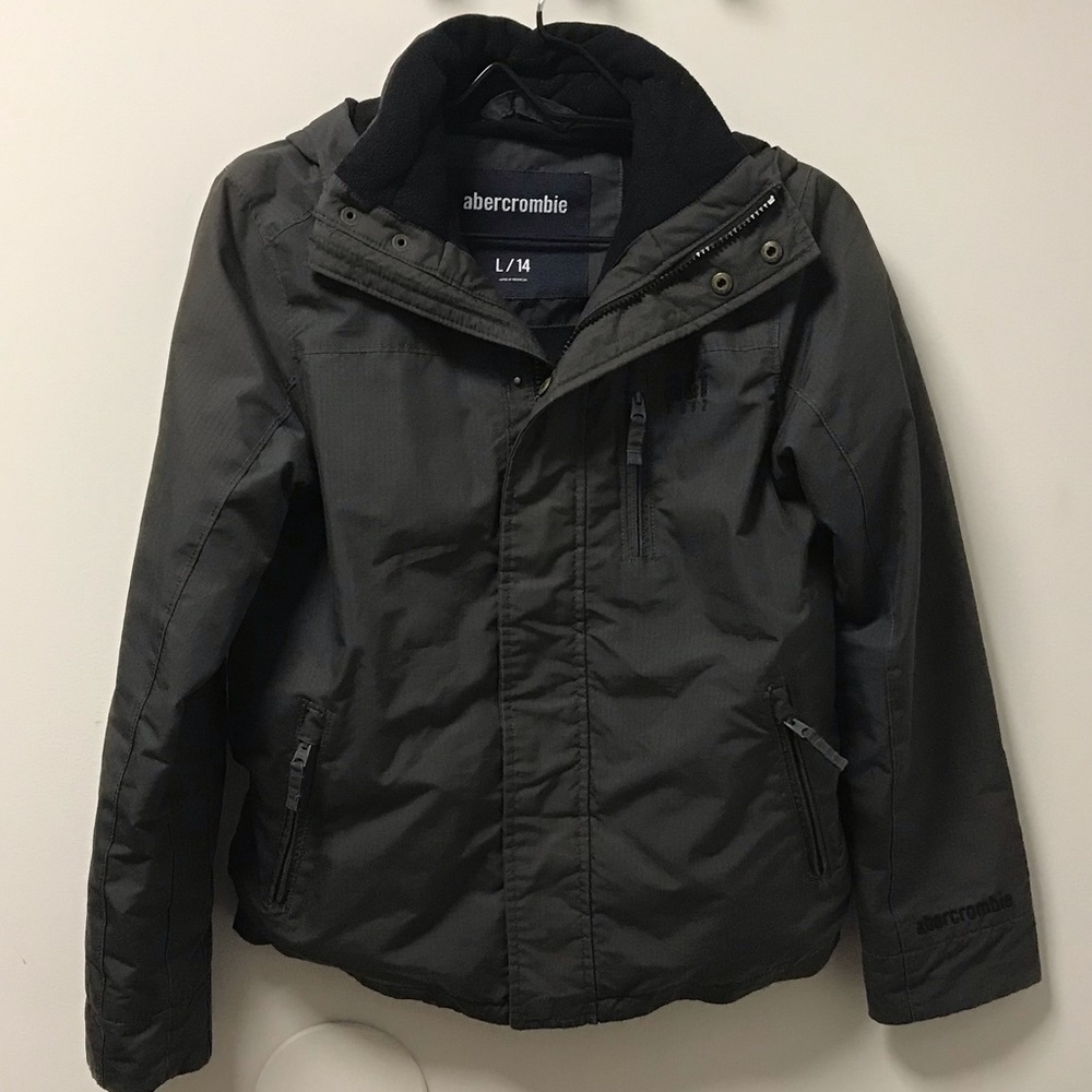 Nice Grey Fleece Lined Zipper & Snap Up Abercrombie & Fitch Jacket! - Picture 1 of 15